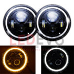 LED HEADLIGHTS SUITABLE FOR JEEP 7" 60W 8000LM 9-32V HIGH/LOW BEAM ANGEL EYES DRL & TURN INDICATOR LD21WL128 - Image 2