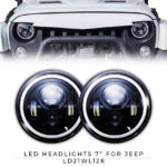 LED HEADLIGHTS SUITABLE FOR JEEP 7" 60W 8000LM 9-32V HIGH/LOW BEAM ANGEL EYES DRL & TURN INDICATOR LD21WL128 - Image 3