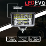 LED WORK LIGHT HIGH LOW BEAM 108WATT 9-36VOLT LEDEVO LD21WL125 - Image 2