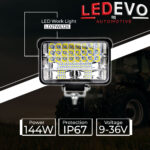 LED WORK LIGHT HIGH LOW BEAM 144WATT 9-36VOLT LEDEVO LD21WL126 - Image 2