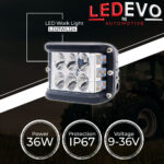 LED WORK LIGHT STROBE 36WATT 9-36VOLT LEDEVO LD21WL124 - Image 2